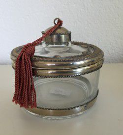 Moroccan glass jars with metal decoration